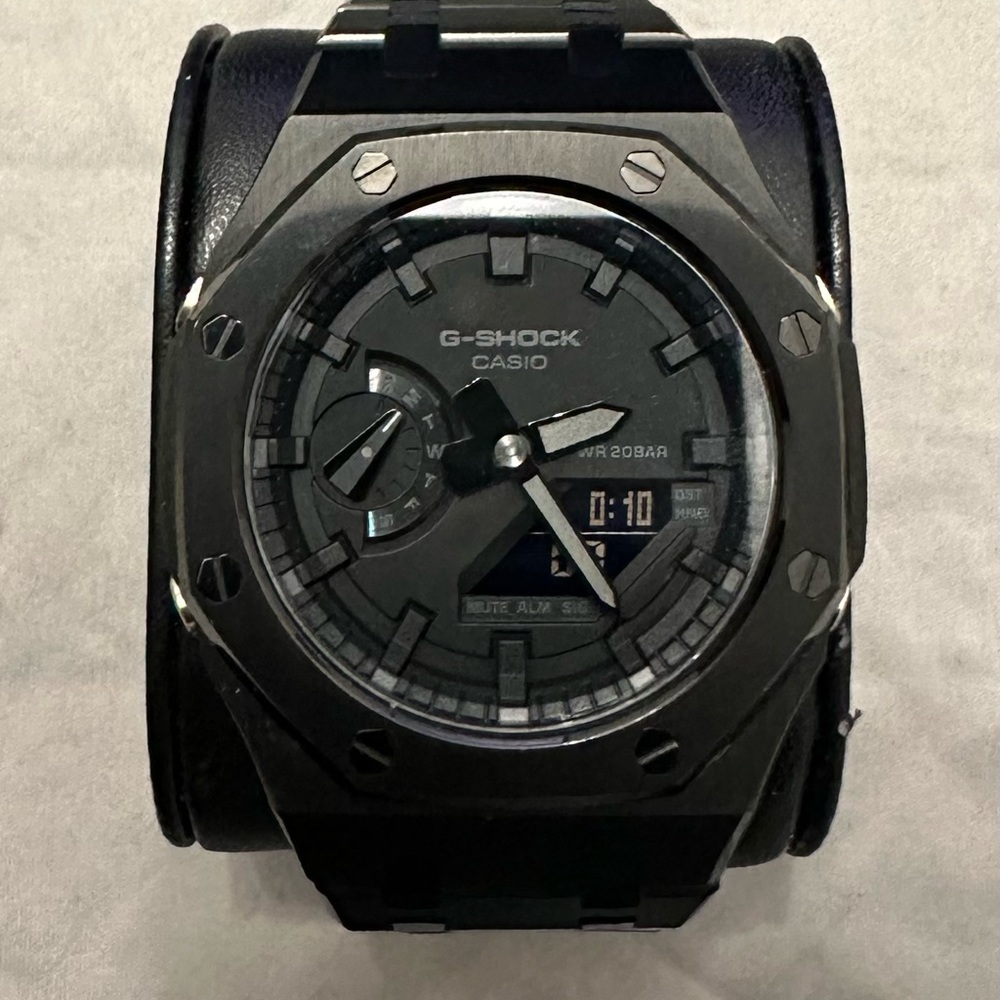 Casio G-shock custom with metal bracelet strap black model GA2100